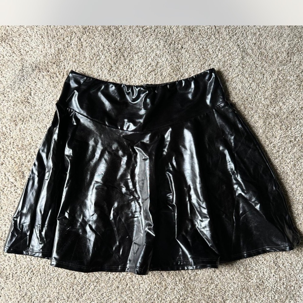 JODIFL Shiny Black Skater Skirt